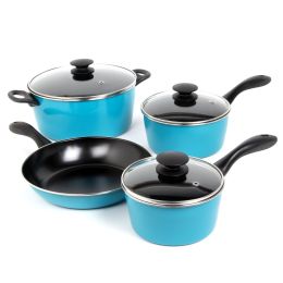 7-Piece Non-Stick Cookware Set in Teal Blue