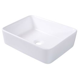 Modern 19-inch Rectangular Ceramic Vessel Basin Bathroom Sink