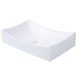 Contemporary 21-inch Bathroom Ceramic Vessel Sink Rectangular White