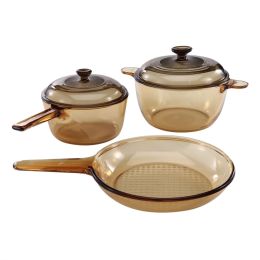 Classic Amber 5-Piece Glass Stovetop Safe Cookware Set