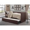 Twin size Chocolate Brown Upholstered Daybed with Pull out Trundle