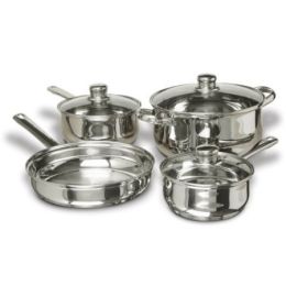 7-Piece Stainless Steel Cookware Set with Tempered Glass Lids