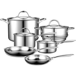 10-Piece Stainless Steel Cookware Set - Lifetime Warranty