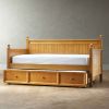 Twin size Contemporary Daybed with Roll-Out Trundle Bed in Maple Wood Finish
