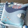 Full / Queen Blue Serenity Sea Fish Coral Coverlet Quilt Bedspread Set
