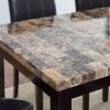 Traditional 6-Piece Dining Set with Faux Marble Top Table 4 Chairs and Bench