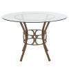 Round 45-inch Clear Glass Top Dining Table with Matte Gold Metal Frame