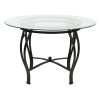 Modern 45-inch Round Glass Top Dining Table with Black Metal Frame