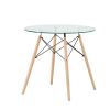Modern 31.5-inch Round Glass Dining Table with Wood Legs