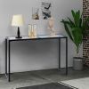 Iron Frame Console Sofa Table with Blue and Tan Tempered Glass Top
