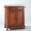 Stainless Steel Top Portable Kitchen Island Cart in Classic Cherry