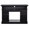 Black Wood 43-inch TV Stand with Electric Fireplace Heater