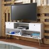 Mid-Century Modern Entertainment Center TV Stand in White Grey Wood Finish