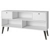 Mid-Century Modern Entertainment Center TV Stand in White Grey Wood Finish