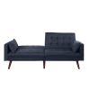 Modern Mid-Century Sleeper Sofa Bed in Dark Blue Black Linen