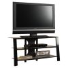 Contemporary 40-inch Black Metal TV Stand with Clear Glass Shelves