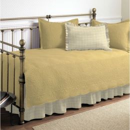 Twin size 100-Percent Cotton 5-Piece Quilt Set for Daybeds in Yellow