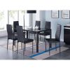 Modern 7-Piece Dining Set with Glass Top Table and 6 Chairs in Black