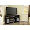 Black Corner TV Stand with Frosted Glass Doors