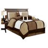 King size 7-Piece Bed in a Bag Patchwork Comforter set in Brown White