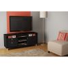 Contemporary TV Stand in Black Finish and Satin Nickel Metal Legs