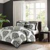 comfTwin / Twin XL 4-Piece Black White Damask Print Comforter Set