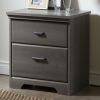 2-Drawer Bedroom Nightstand in Gray Maple Wood Finish