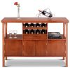 Modern Sideboard Buffet Cabinet with Wine Rack in Brown Wood Finish