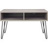 Modern TV Stand in Oak Finish with Mid-Century Style Metal Legs