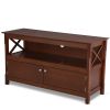 Brown Wood 44-inch Entertainment Center TV Stand Cabinet with Storage