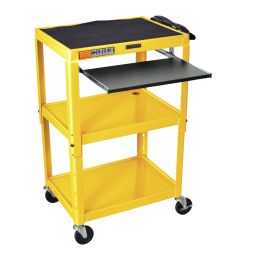 Yellow Compact Mobile Standing Computer Cart Workstation Desk