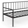 Twin Modern Black Metal Daybed Frame with Steel Slats