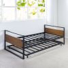 Twin size Metal Wood Daybed Frame with Roll Out Trundle Bed